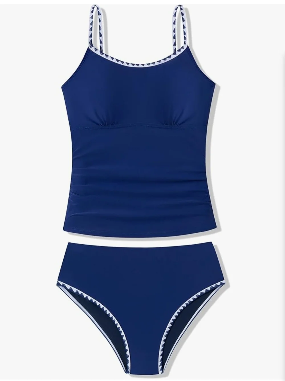Royal Blue Two-Piece Tankini Swim Set with Chevron Trim